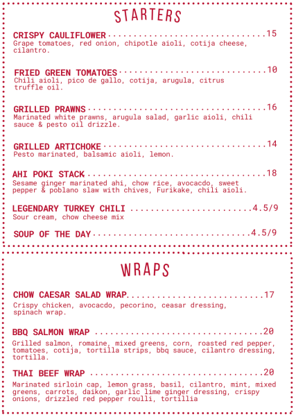 lunch:dinner menu 1