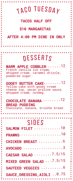 lunch:dinner menu 5